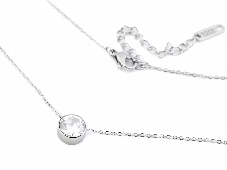 Stainless Steel Chain Necklace Rhinestone