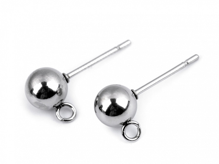 Stainless Steel Earring Findings / Ball Stud Earring Loop Ring & Post