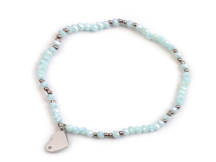 Bracelet avec perles en acier inoxydable - Coeur