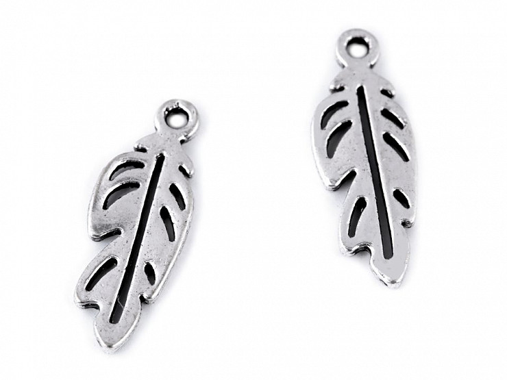 Metal Charm - Feather 6x16 mm