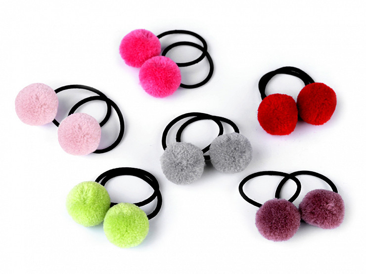 Hair Elastic Ties with Pom poms