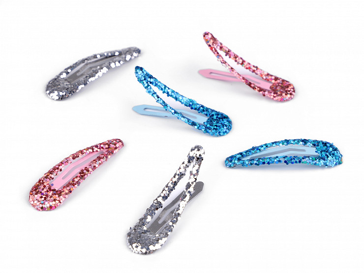Snap Hair Clips with Glitter