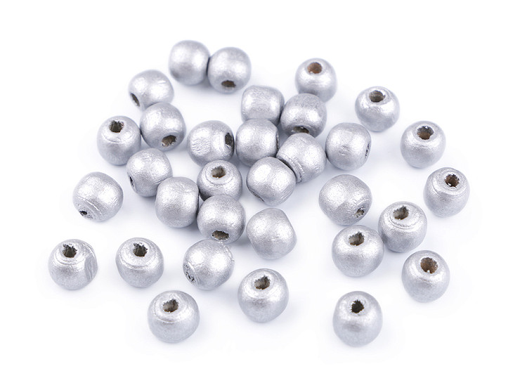 Perline in legno, metallizzate, Ø 10 mm