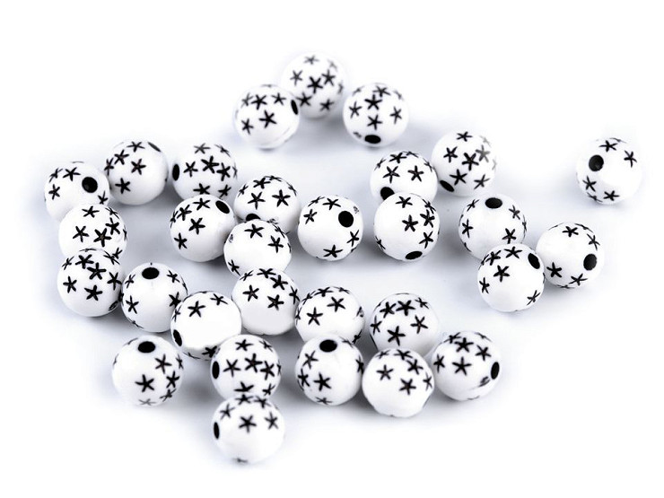 Perles en plastique avec étoiles, Ø 8 mm