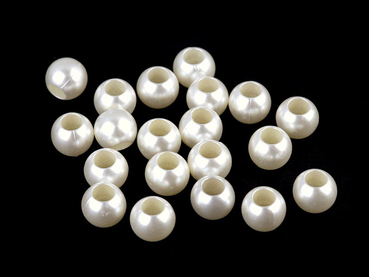 Plastové perly s velkým průvlekem / plavkové 8x10 mm