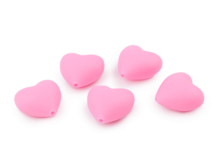 Perline a forma di cuore in silicone, dimensioni: 19 x 20 mm