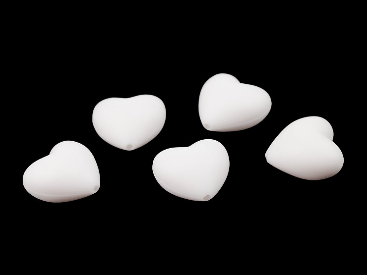Perles Cœur en silicone, 19 x 20 mm