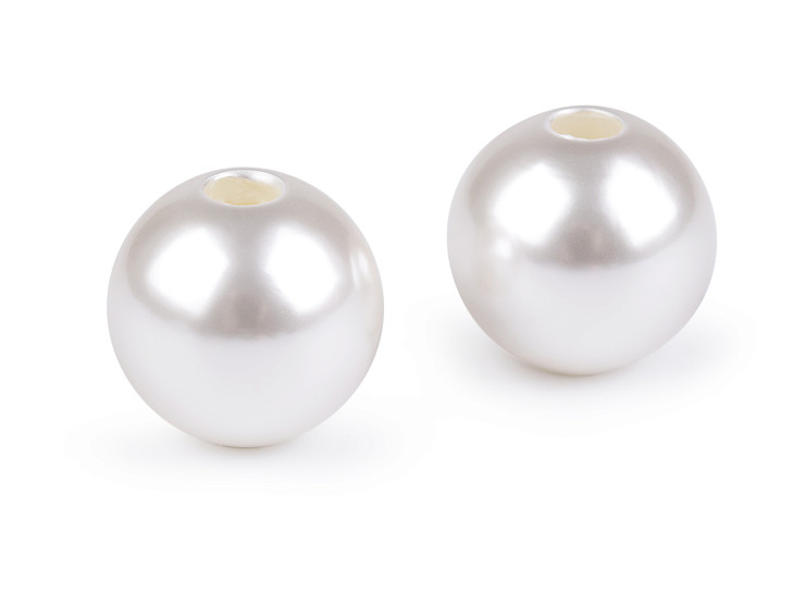 Perles nacrées en plastique, Ø 30 mm