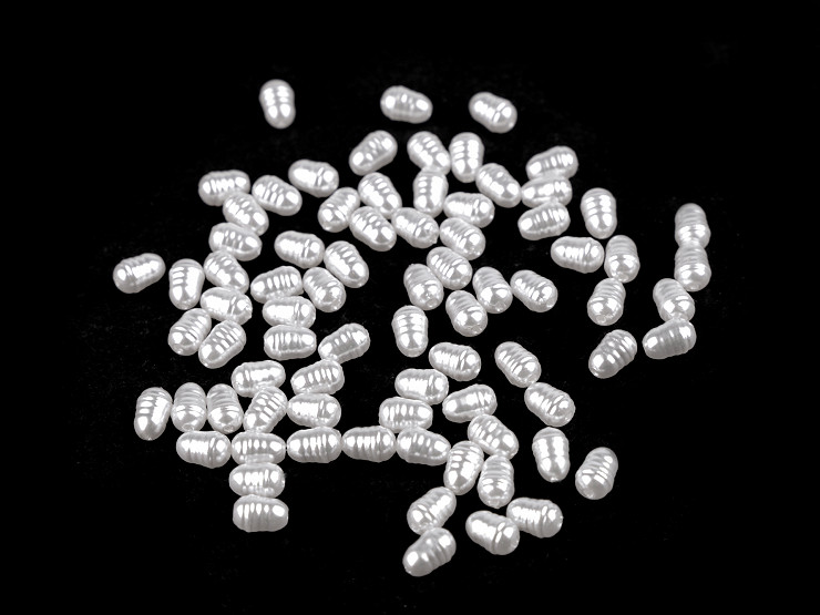 Plastové voskové korálky / perly Glance imitace říční perly 5x7 mm