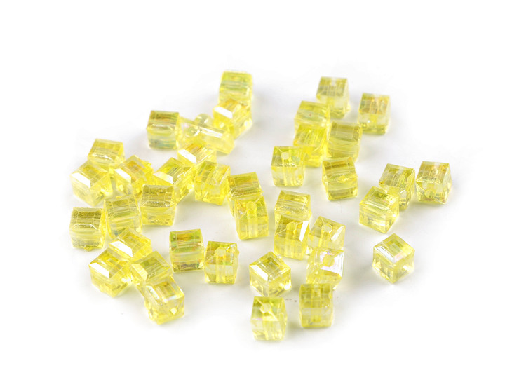 Plastic Beads with AB Effect 6x6 mm, Cube
