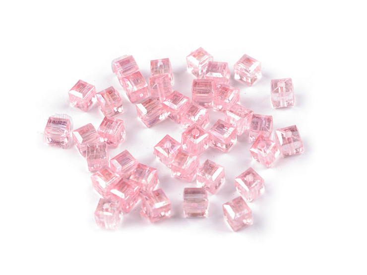 Perline in plastica, con effetto AB, dimensioni: 6 x 6 mm, motivo: cubo