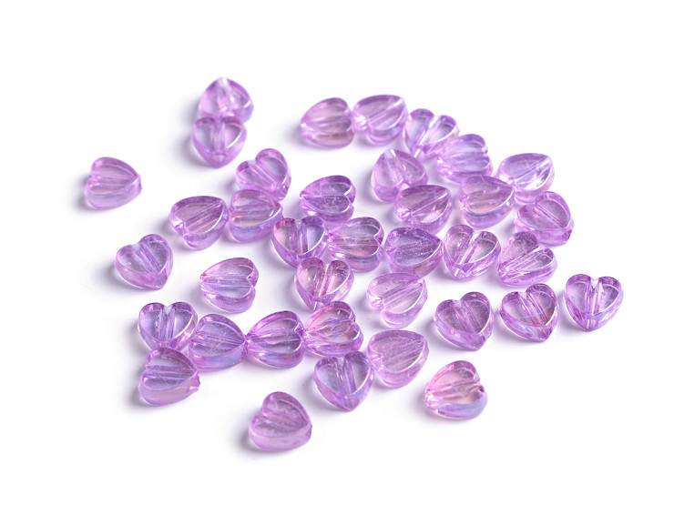 Perles en plastique avec effet AB, Ø 8 mm, Cœur