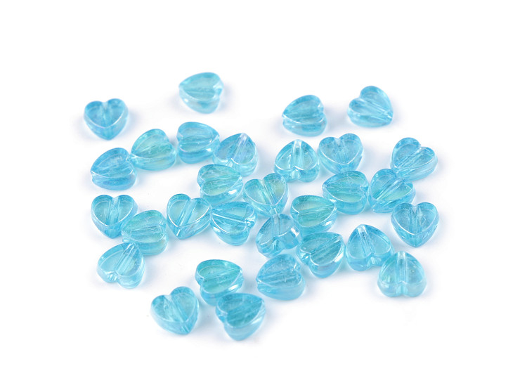 Perles en plastique avec effet AB, Ø 8 mm, Cœur
