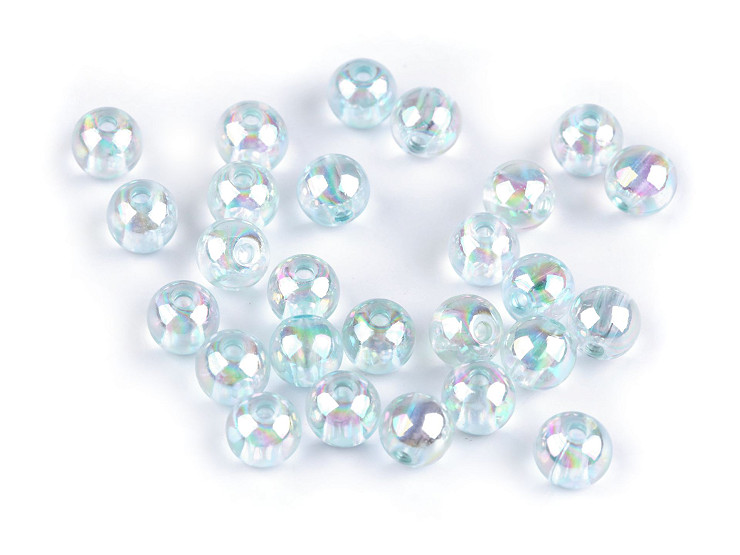 Perles en plastique avec effet AB, Ø 8 mm