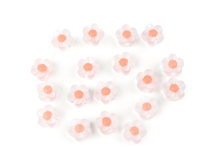 Perle in plastica opaca, motivo: fiore, dimensioni: Ø 13 mm