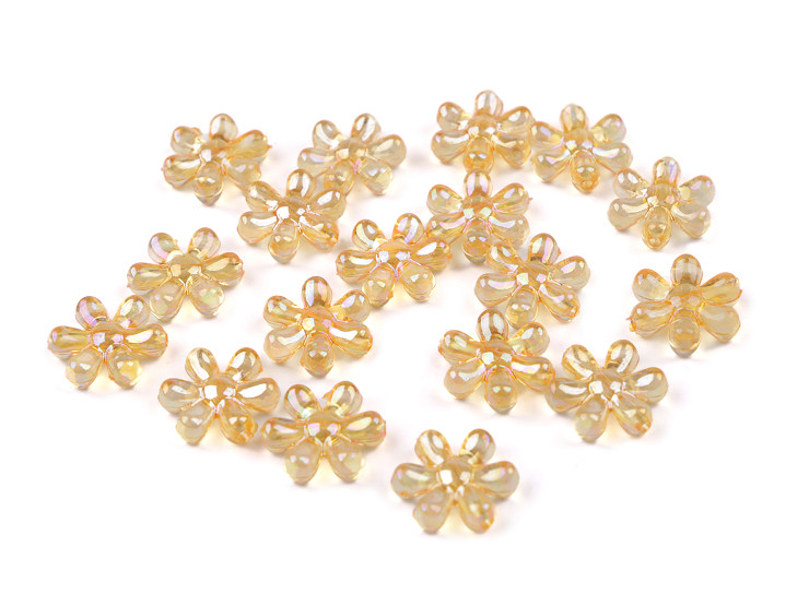 Perles Fleurs en plastique avec effet AB, Ø 17 mm