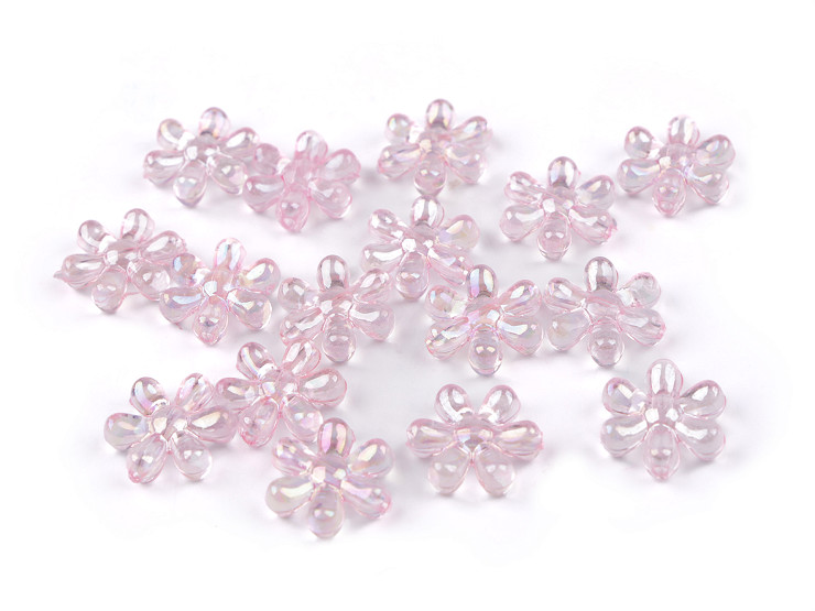 Plastic beads with AB flower effect Ø17 mm