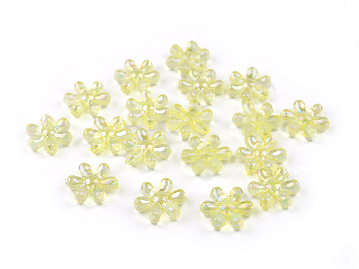 Perle in plastica, con effetto AB, motivo: fiore, dimensioni: Ø 17 mm