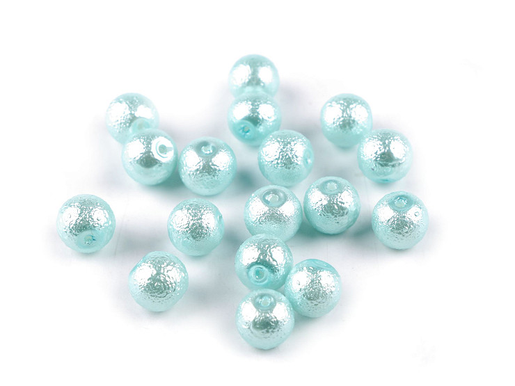 Perline rotonde in vetro, imitazione perle, Ø 10 mm, motivo: Stardust