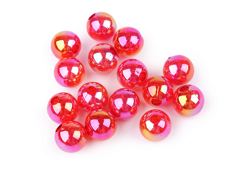 Perles en plastique avec effet AB, Ø 13 mm