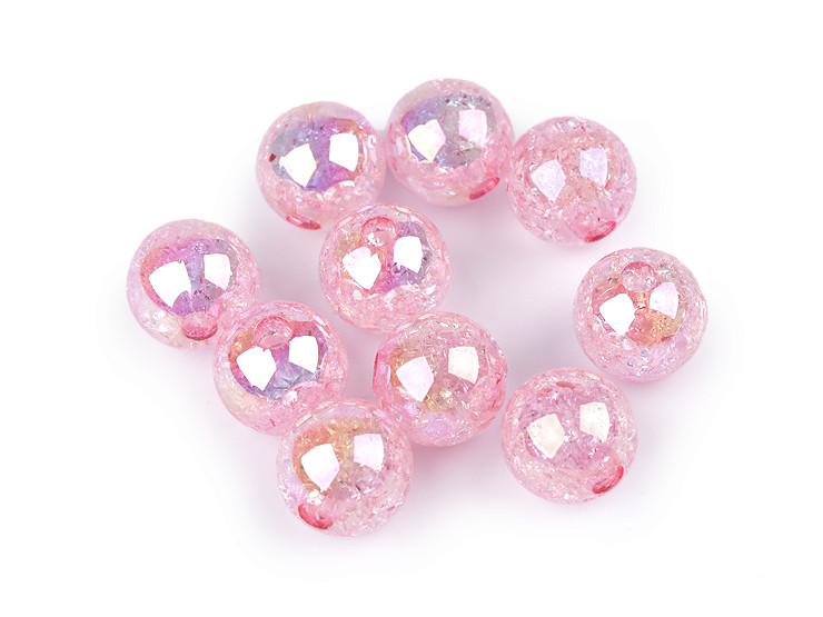 Perles en plastique avec effet AB, Ø 15 mm