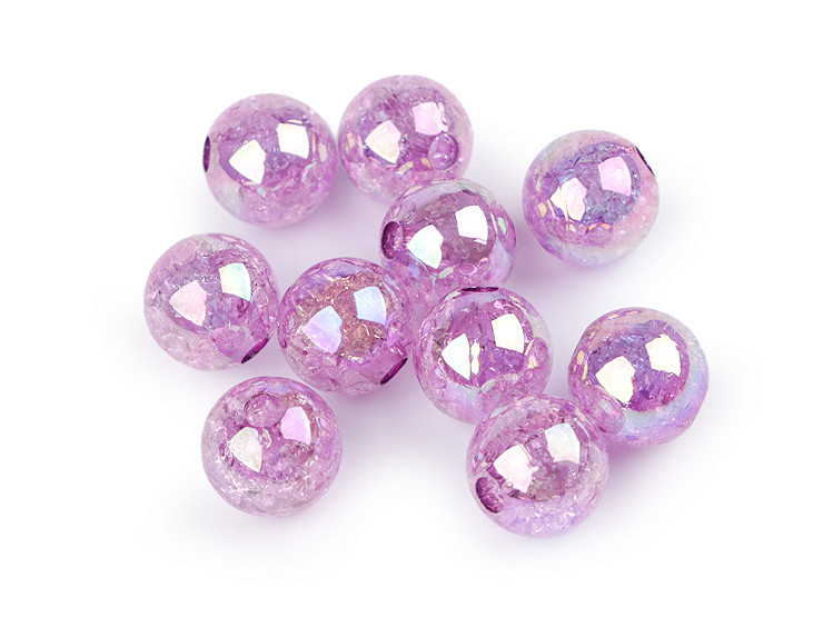 Perles en plastique avec effet AB, Ø 15 mm