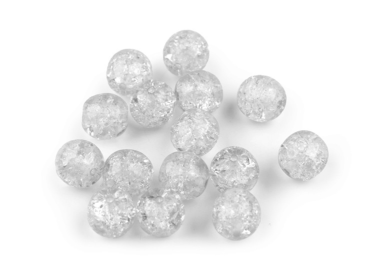 Perles craquelées en verre, Ø 8 mm