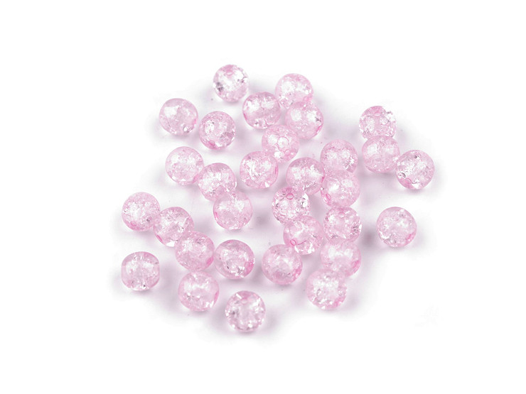 Perles craquelées en verre, Ø 6 mm