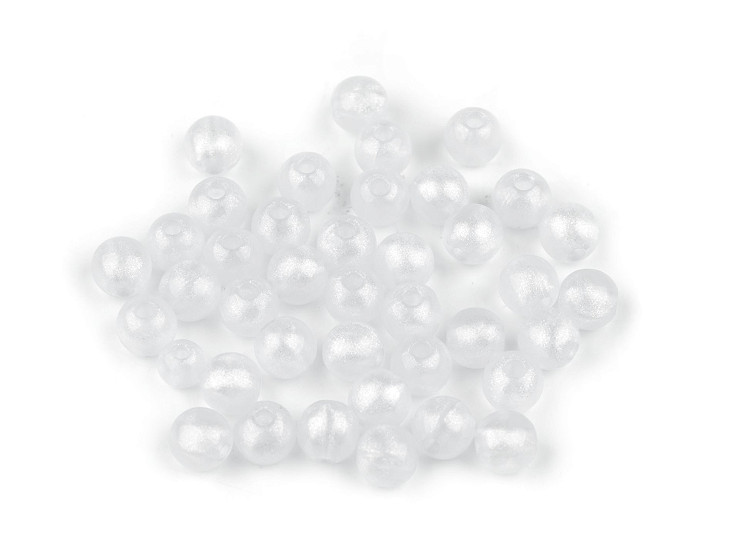 Plastové koráliky perleťový AB frost efekt Ø10 mm
