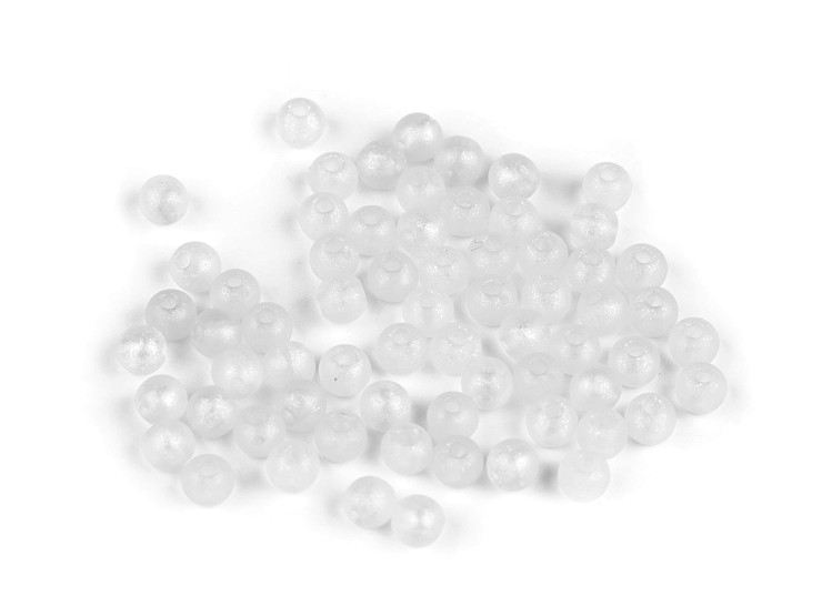 Plastové koráliky perleťový AB frost efekt Ø6 mm