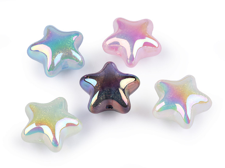 Perles en plastique avec effet AB, Étoile, Ø 23 mm