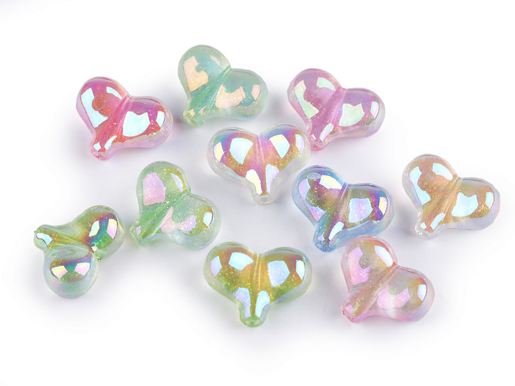 Perles en plastique avec effet AB, Cœur, 16 x 21 mm