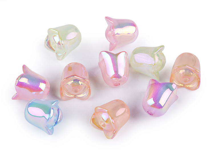 Perles en plastique avec effet AB, Tulipe / Cloche / Jupe, 15 x 16 mm
