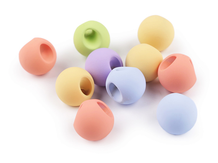 Perles/Boutons en plastique mat, surface caoutchoutée, Ø 16 mm