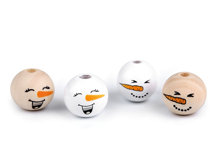 12 Perles Décoratives En Bois Pour Sapin De Noël - Motif Bonhomme De Neige Mignon (6 Noirs, 6 Rouges) - Diamètre 6cm - Décoration De Noël Pour Arbre, Fenêtre Ou Porte