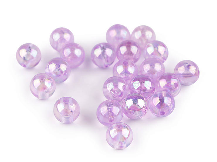 Perles en plastique avec effet AB, Ø 10 mm