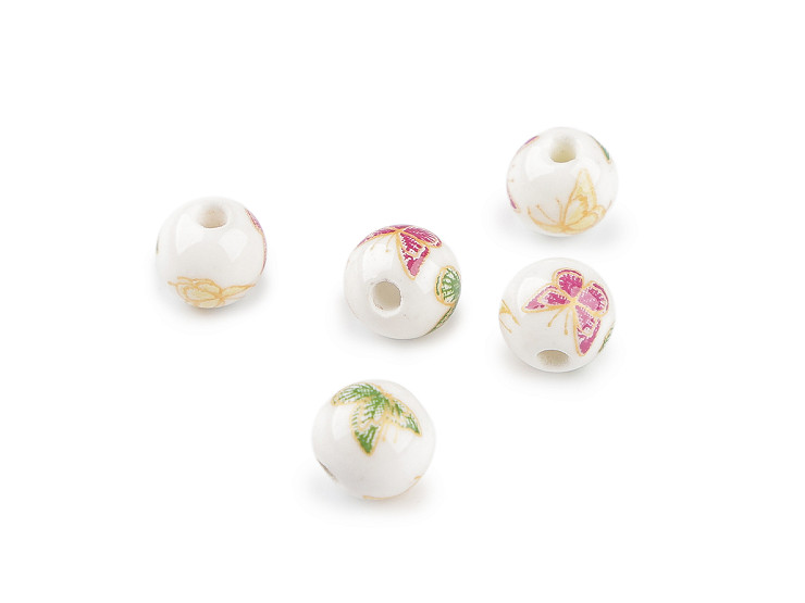 Porcelánové korálky s kvetmi Ø10 mm
