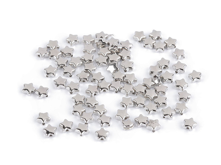 Mărgele de plastic mini steluțe, inimioare, cuburi metalice