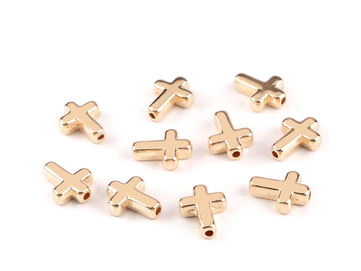 Koraliki plastikowe / komponenty do wyrobu biżuterii krzyżyk 12x15 mm metaliczne 