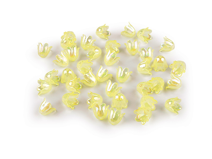 Kunststoffperlen mit AB-Effekt Glockenblume/Rock, 9 x 11 mm
