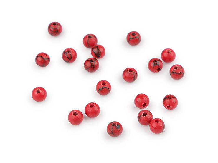 Tykrys červený syntetický, minerálne korálky Ø4 mm