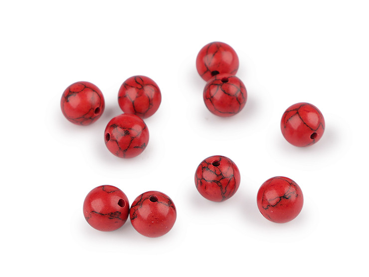 Tyrkys červený syntetický, minerálne korálky Ø10 mm