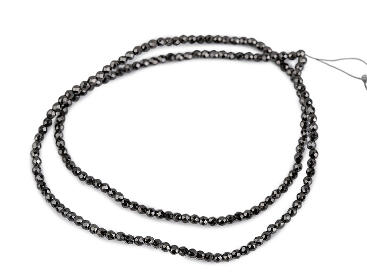 Skleněné korálky broušené ohňovky 2 mm metalické, na drátku