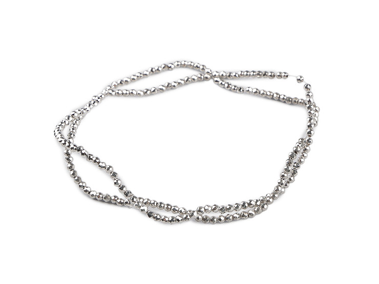 Metál fényű, lapított akril gyöngyök Ø2 mm