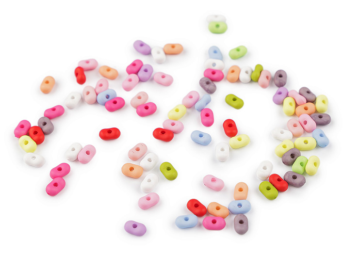Koraliki plastikowe peanut kolorowy miks 4x6 mm 