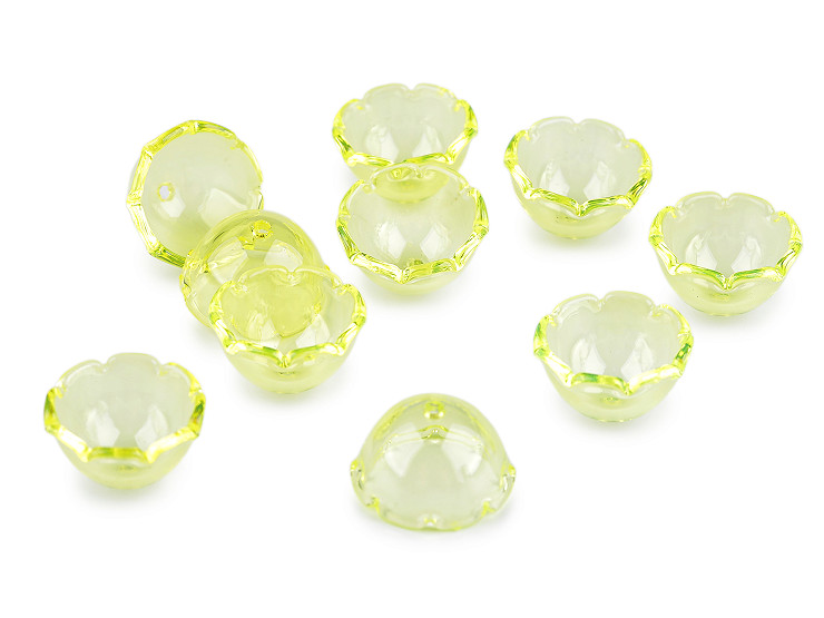 Plastové korálky květní kalich velký 13x22 mm