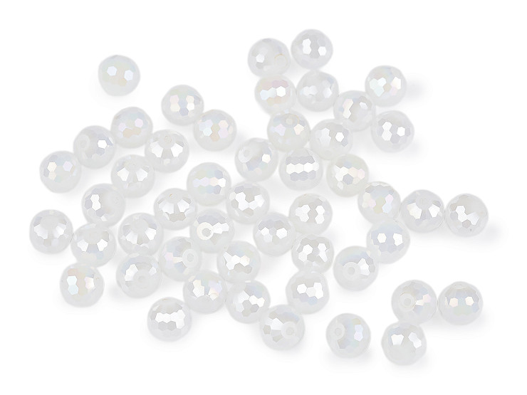 Skleněné korálky broušené ohňovky 10 mm s AB efektem