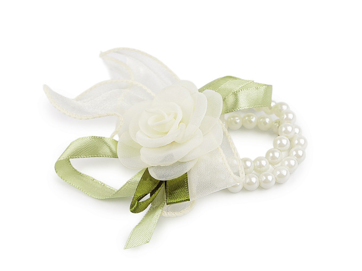 Koszorúslány karkötő gyöngyös rózsa virágokkal 