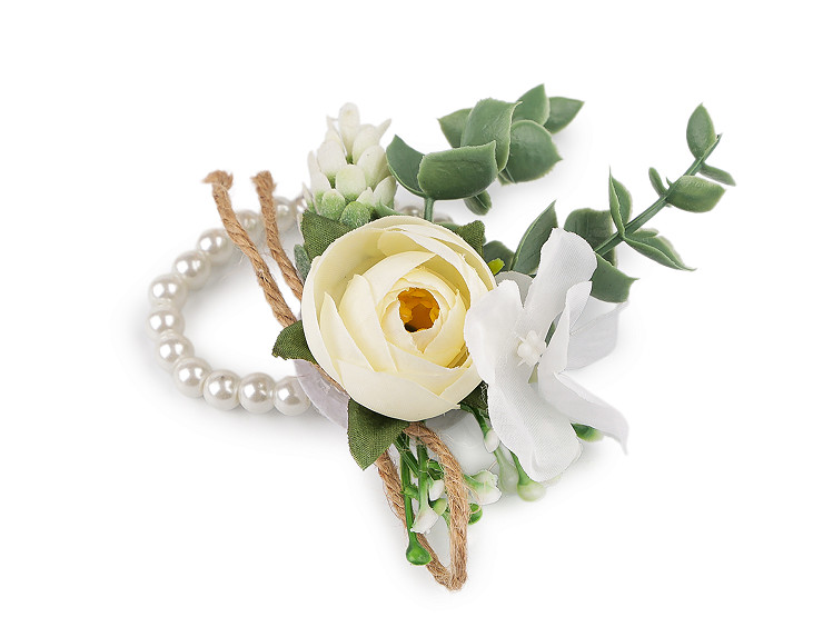 Koszorúslány karkötő gyöngyös rózsa virágokkal 