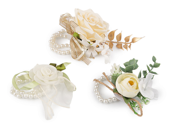 Bracelet en perles avec fleurs pour demoiselles d’honneur 